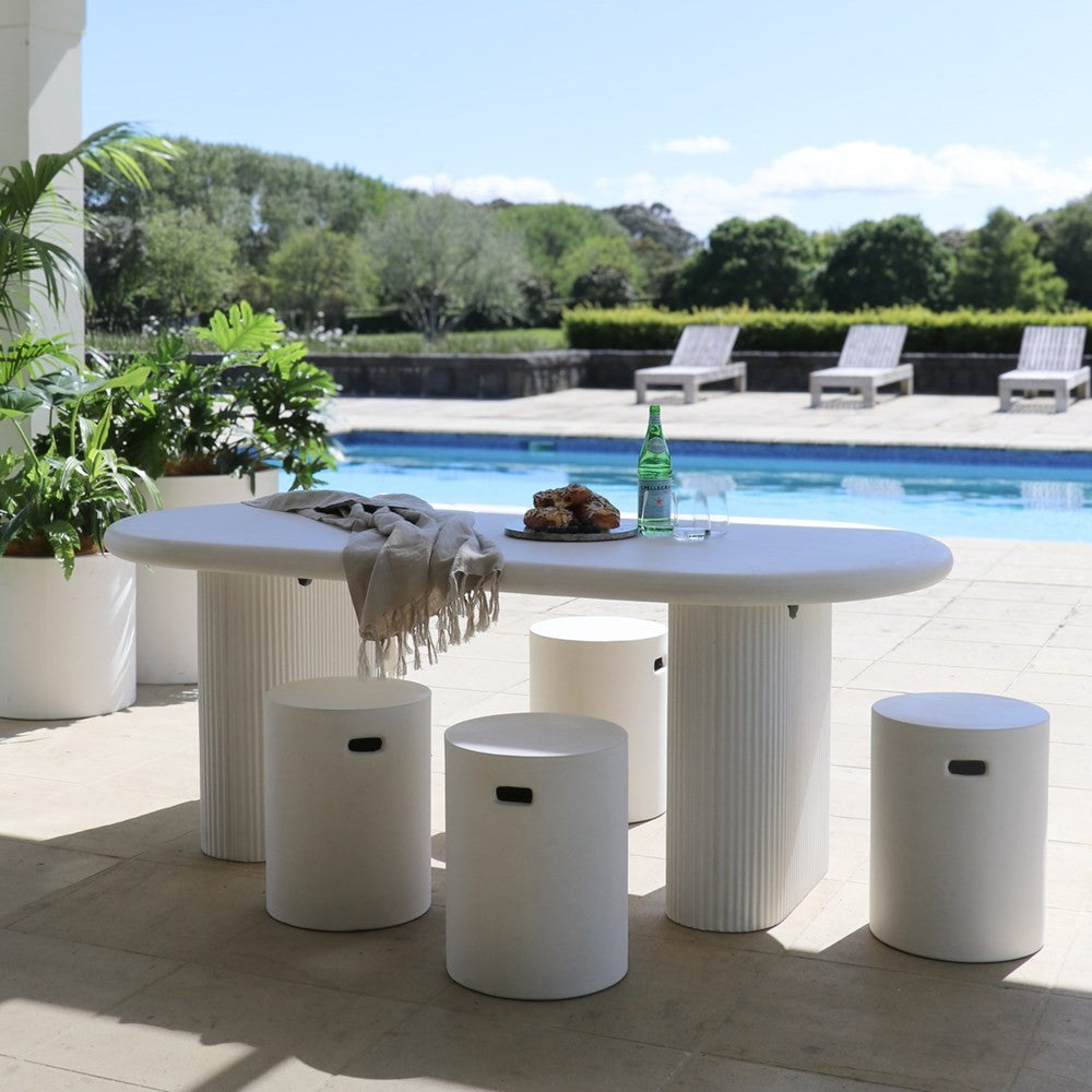 SOLONA OUTDOOR CONCRETE TABLE WHITE - 200CM