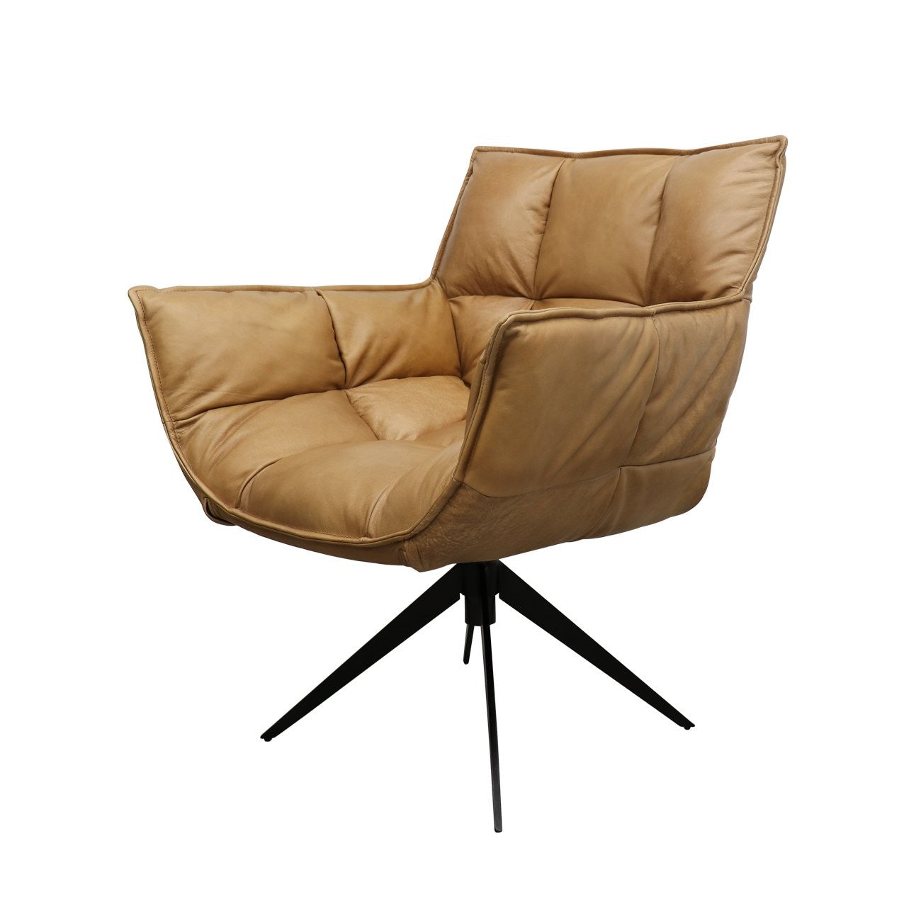 MEMPHIS SWIVEL ARMCHAIR - TAN LEATHER