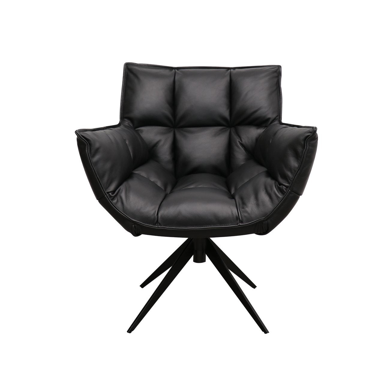 MEMPHIS SWIVEL ARMCHAIR - BLACK LEATHER