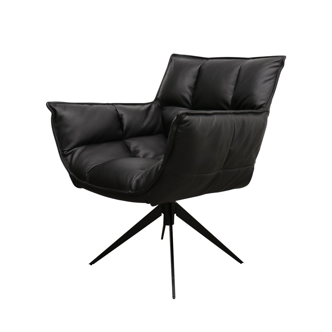 MEMPHIS SWIVEL ARMCHAIR - BLACK LEATHER