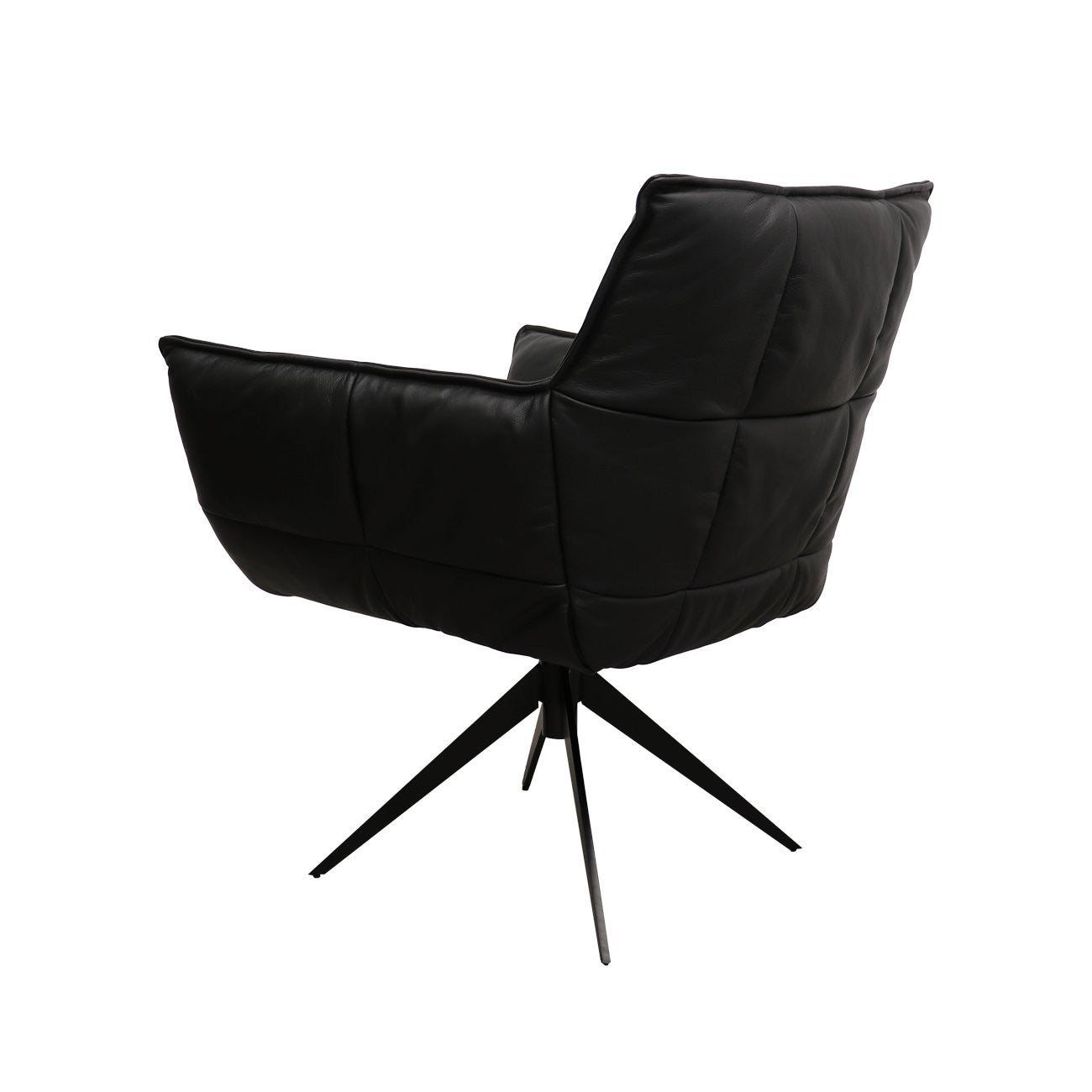 MEMPHIS SWIVEL ARMCHAIR - BLACK LEATHER