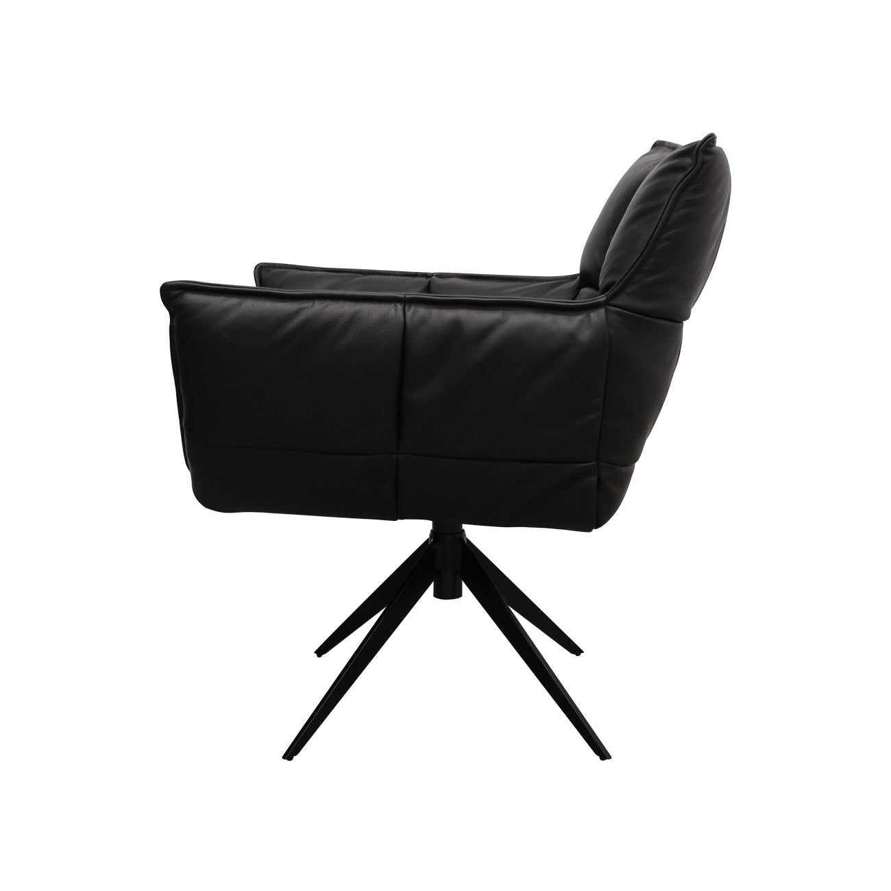 MEMPHIS SWIVEL ARMCHAIR - BLACK LEATHER