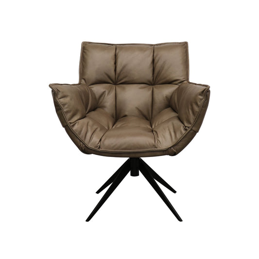 MEMPHIS SWIVEL ARMCHAIR - BROWN LEATHER