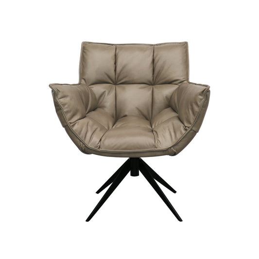 MEMPHIS SWIVEL ARMCHAIR - BEIGE LEATHER