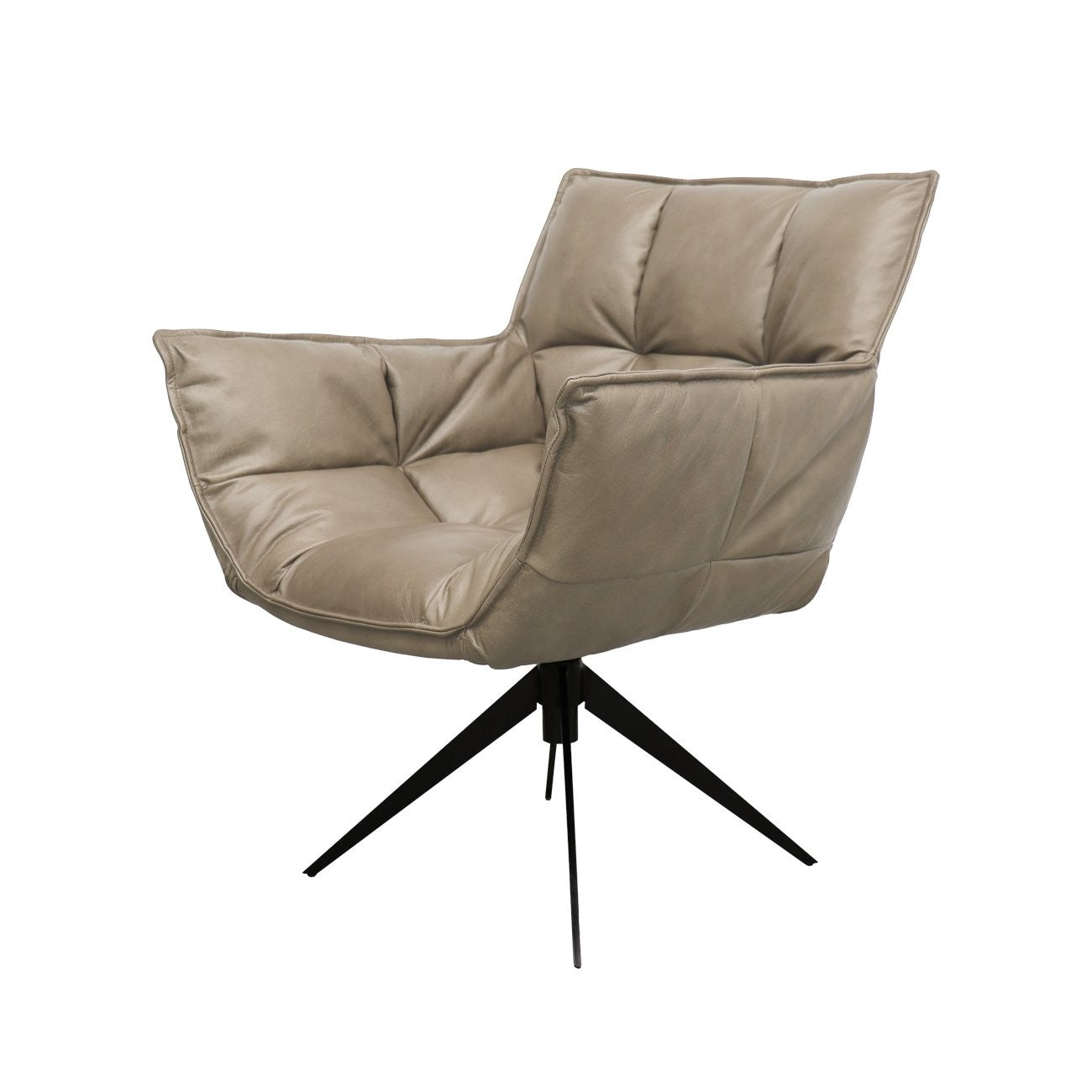 MEMPHIS SWIVEL ARMCHAIR - BEIGE LEATHER