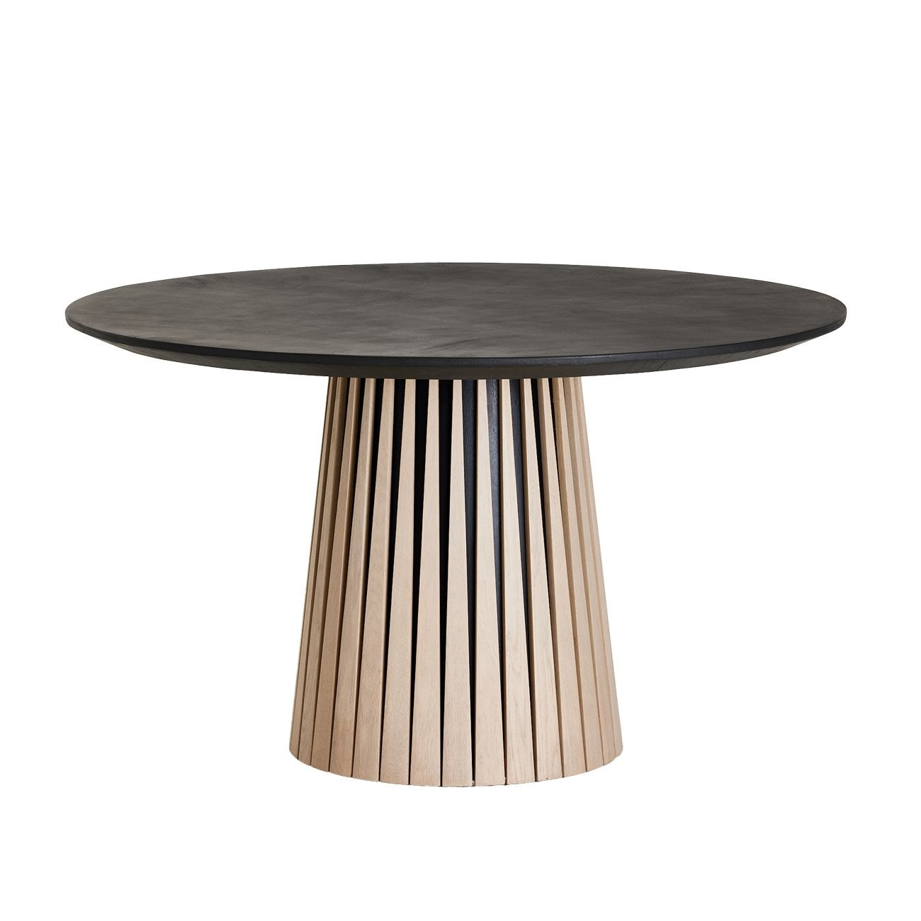 ARCADIA ROUND DINING TABLE - MATT BLACK / BRUSHED LIGHT GREY