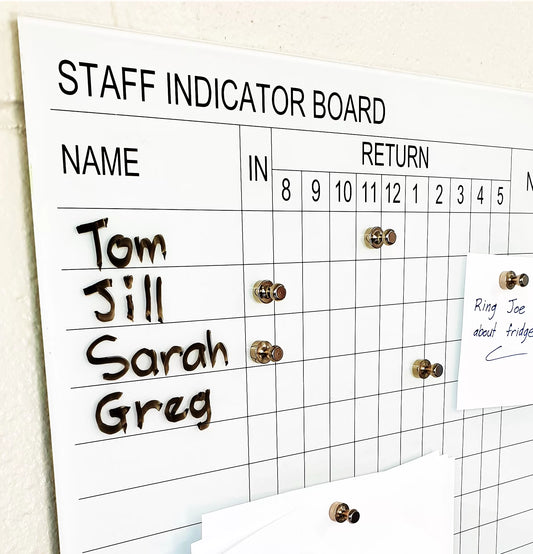 Printed Glass Whiteboards – Staff Indicator Board