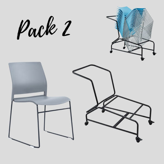 Sale Pack 2 - 20 Stacking chairs with Trolly