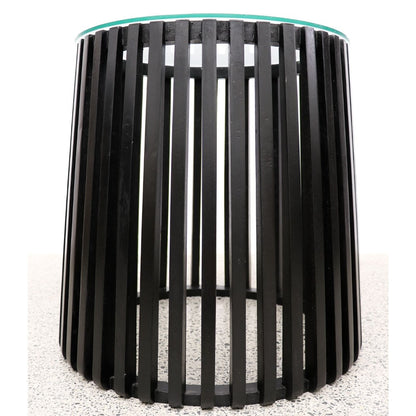 CRUSOE ROUND SLATTED SIDE TABLE