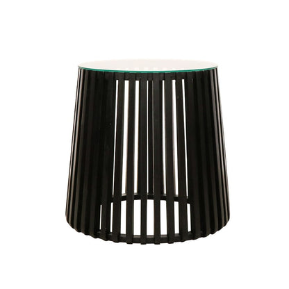 CRUSOE ROUND SLATTED SIDE TABLE