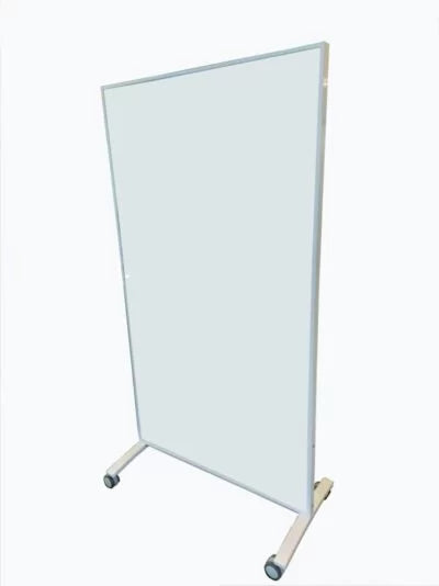 Mobile Glass Whiteboard Room Divider - 1000x1800mm - White