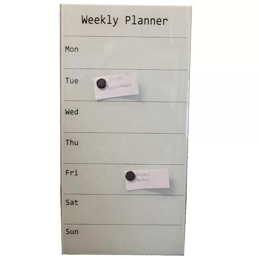 Printed Glass Whiteboards – Week Planner