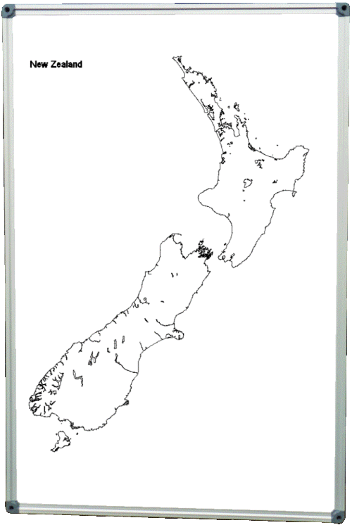 Map of New Zealand Whiteboard