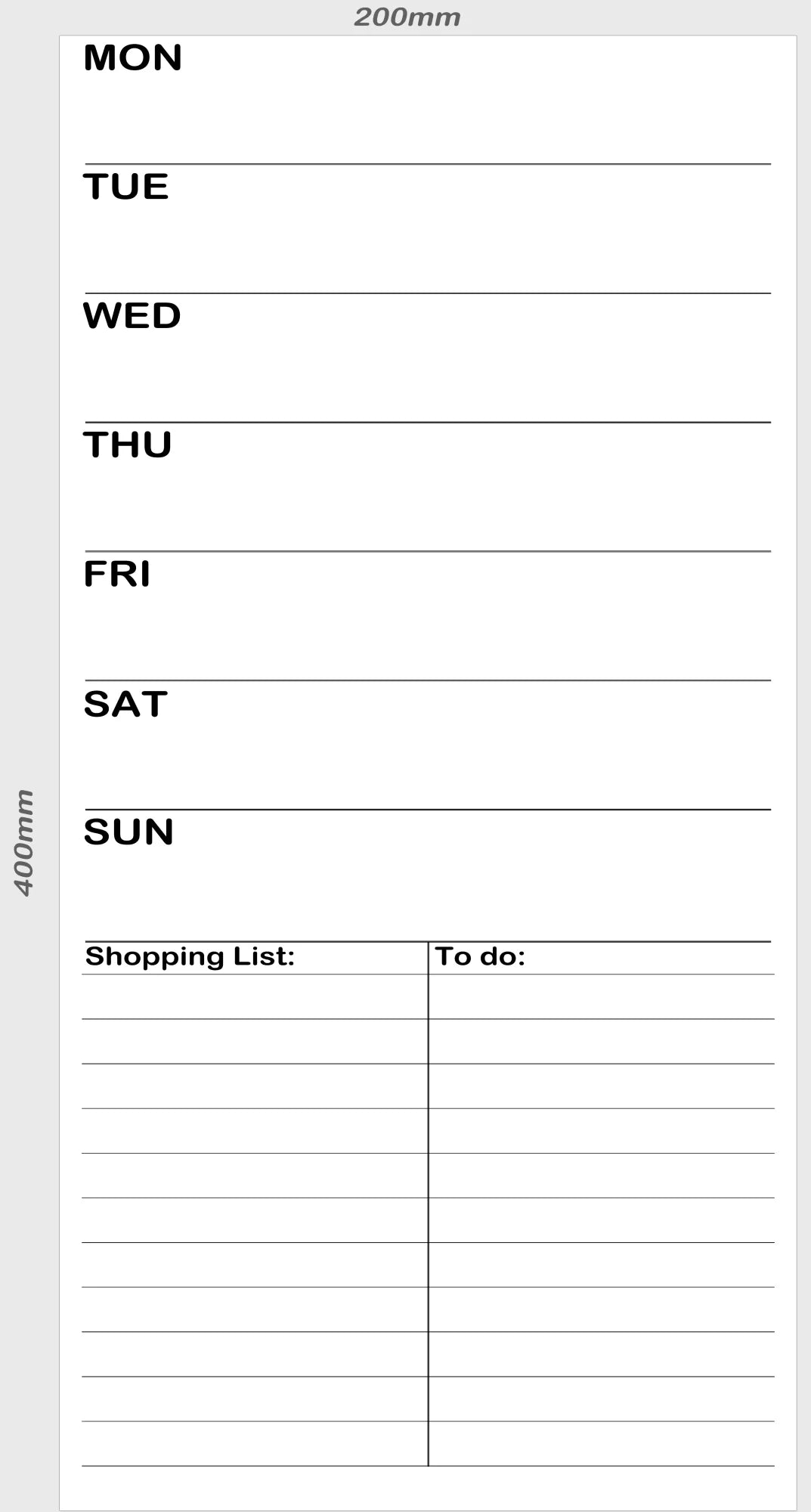 Menu/Week Planner & Shopping List magnet