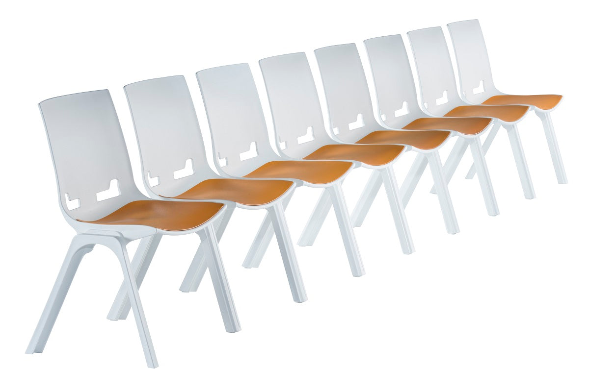 Hitch stacking 4 leg chair- stacking Polypropylene chair with colour options