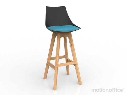 Luna Bar stool – Polypropylene shell – Oak Legs – Felt fabric cushion