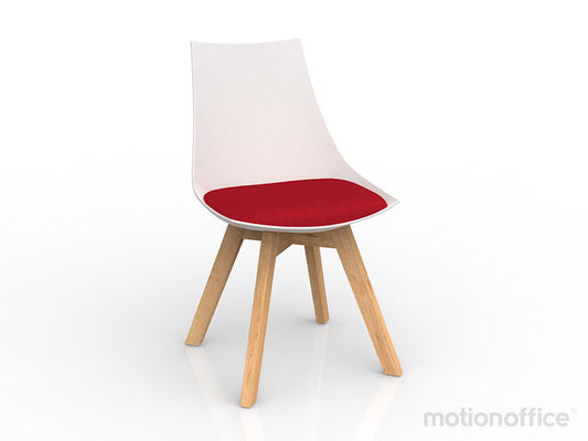 Luna visitor chair| Polypropylene seat – Solid timber Oak Legs| upholstered cushion|