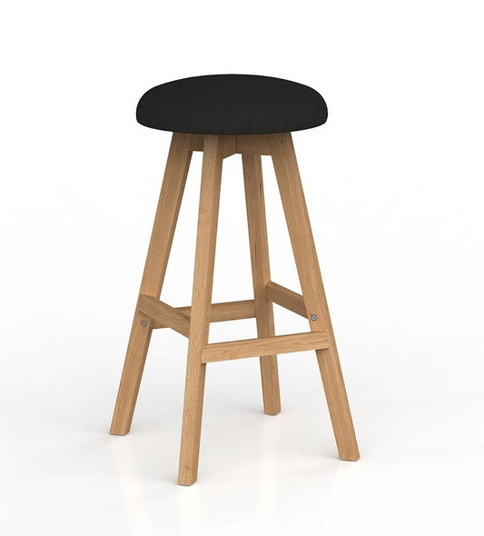 Luna Button Stool – Oak Timber legs- upholstered foam seat