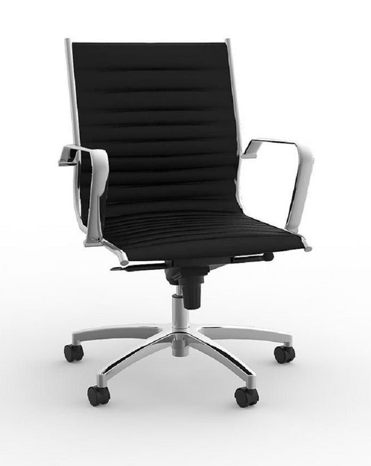Metro Midback executive chair|Chrome frame| Black Leather