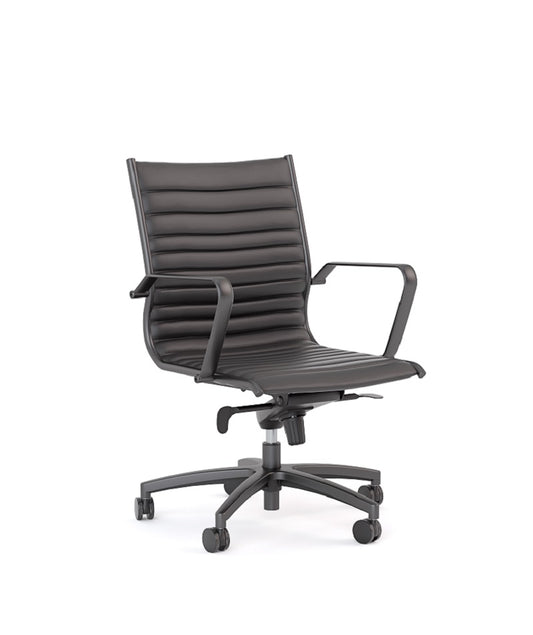 Metro Black Midback executive chair – Black frame| Black PU upholstery