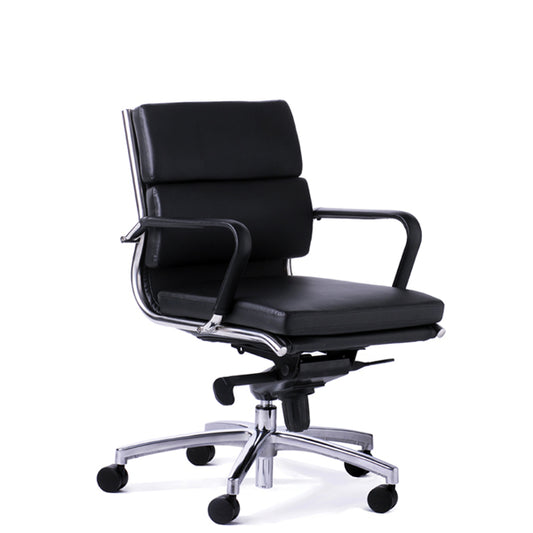 Moda mid back executive chair-Black Leather- PU combination- meeting- boardroom chair