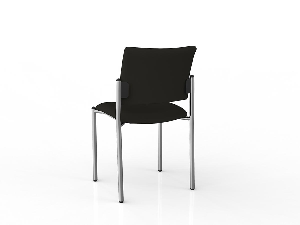 Que Stacker chair with 4 leg welded frame-chrome-black-silver