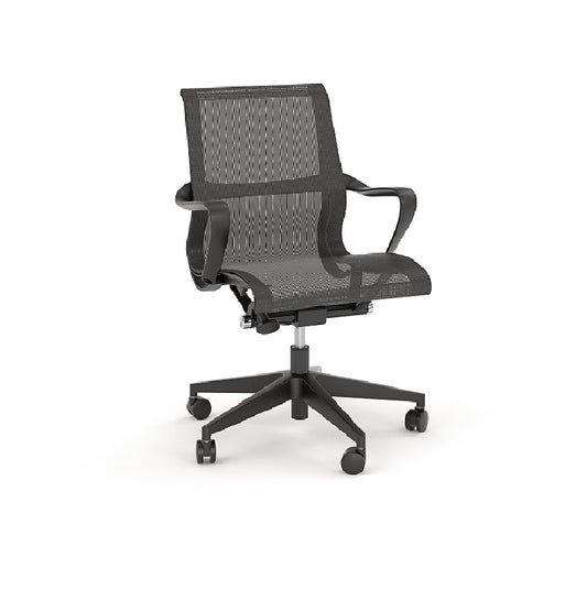 Scroll contoured mesh chair- Full mesh seating-office-meeting black mesh chair